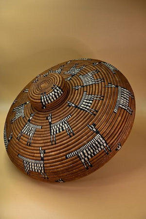 Isichumo Lidded Basket with Zebras by Beauty Ngxongo