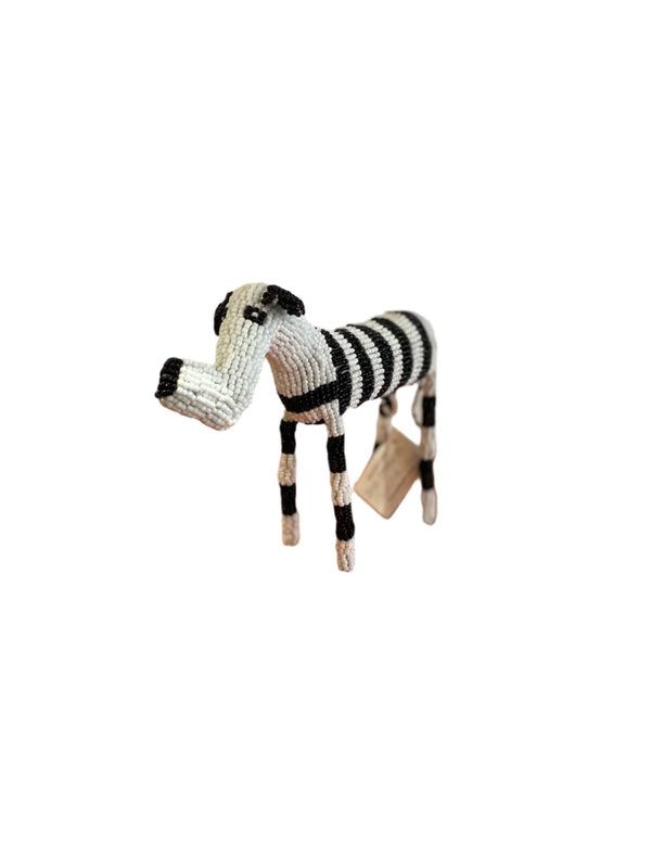 7" Black & White Beaded Elephant