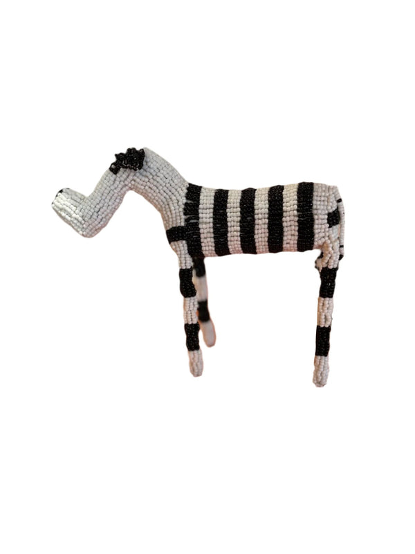 7" Black & White Beaded Elephant