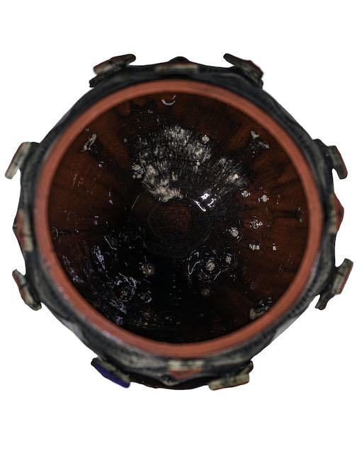 Andile Dyalvane Scarified Medium Round Vase.  H8.25"XW7.75"XD7.75"