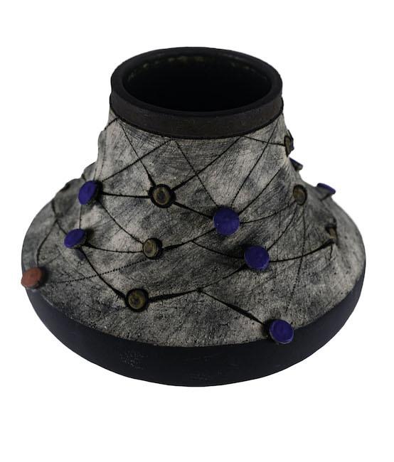 Andile Dyalvane Scarified Conical Vase.  H8"XW9.25"XD9.25"