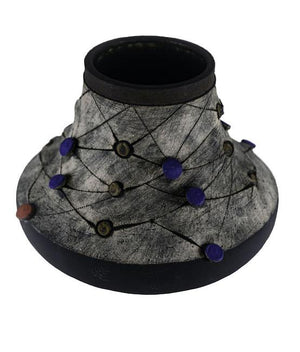 Andile Dyalvane Scarified Conical Vase.  H8"XW9.25"XD9.25"