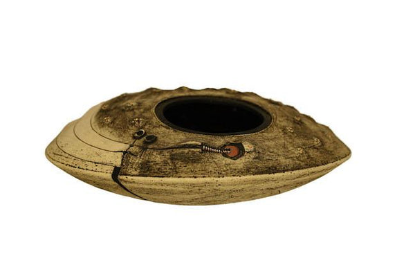 Andile Dyalvane Scarified Nozi Flat Vase.  H5"XW15.5"XD15.5"