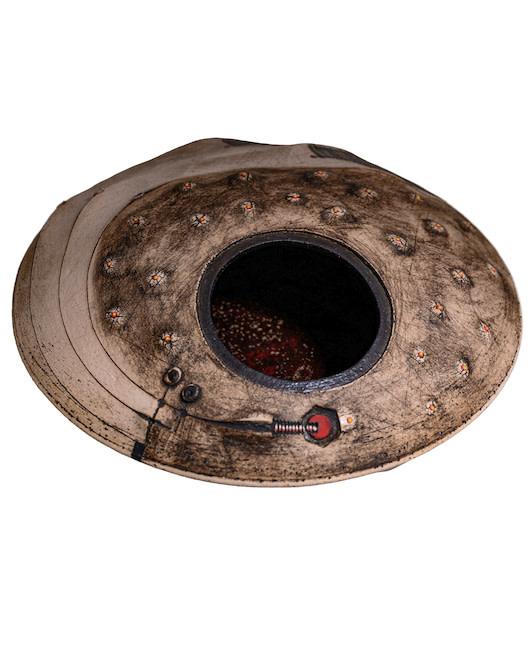 Andile Dyalvane Scarified Nozi Flat Vase.  H5"XW15.5"XD15.5"