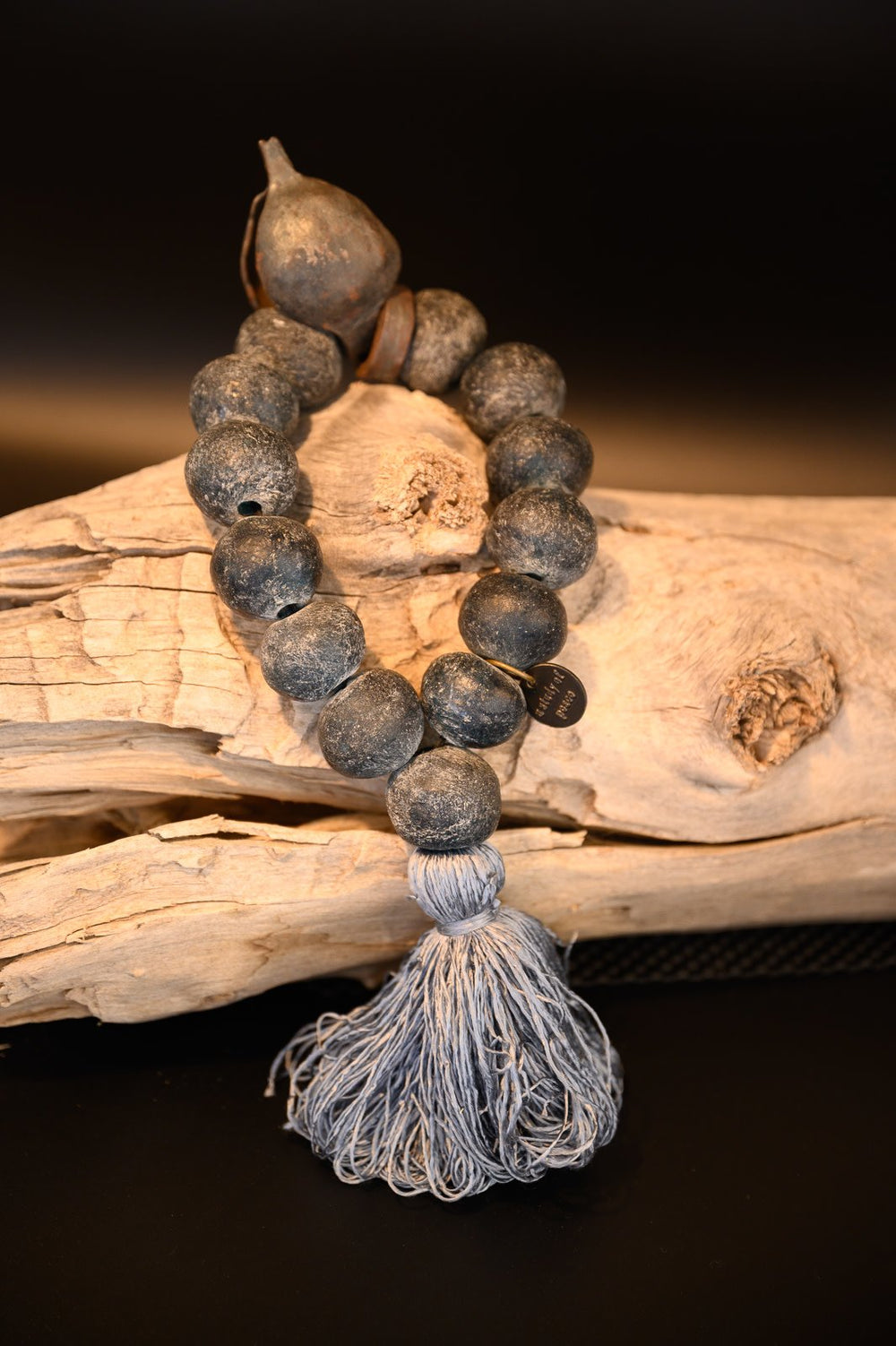 Julia Atlas Blue Grey Prayer Bead Sculpture