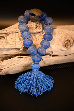 Julia Atlas Bright Blue Prayer Bead Sculpture
