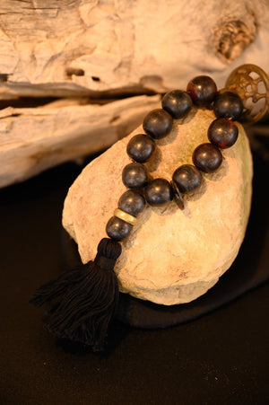 Julia Atlas Brown Cow Horn Prayer Bead Sculpture