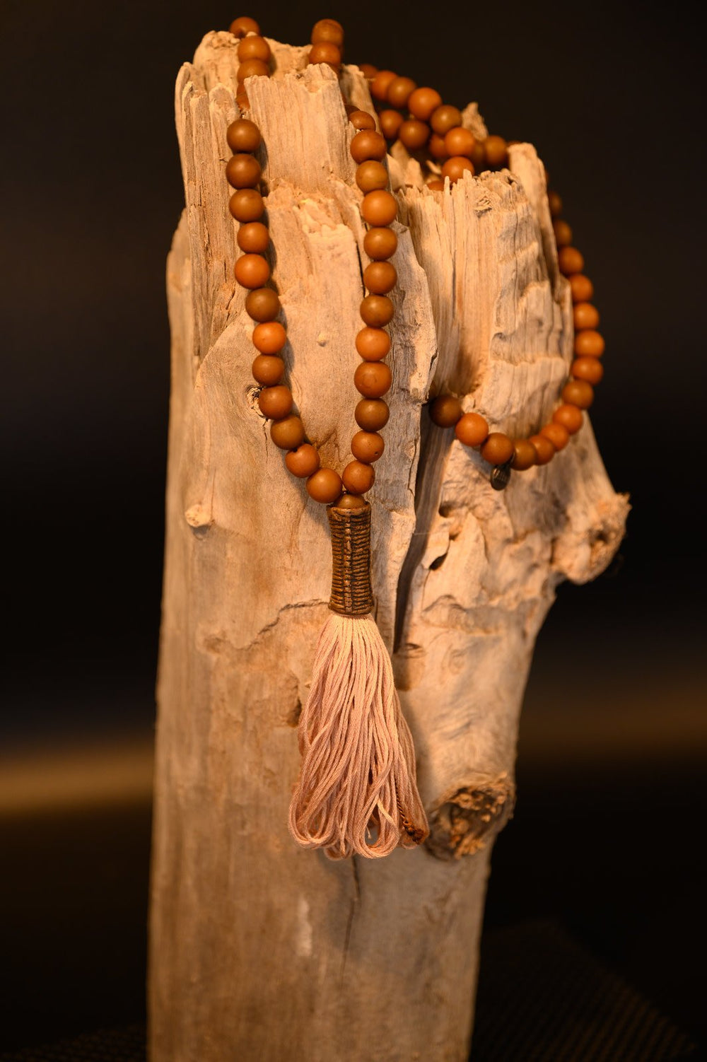 Julia Atlas Light Brown Mala Prayer Bead Sculpture