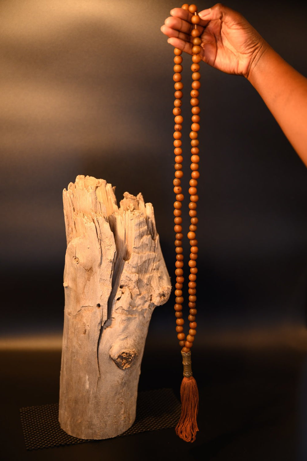 Julia Atlas Light Brown Mala Prayer Bead Sculpture