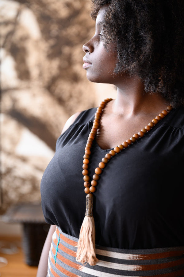 Julia Atlas Light Brown Mala Prayer Bead Sculpture