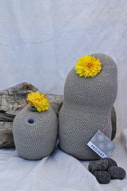 Funky Crochet Rock Vase Set