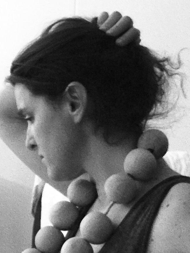 Julia Atlas Blue Grey Prayer Bead Sculpture