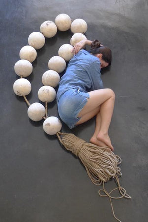 Julia Atlas Cream Mala Prayer Bead Sculpture