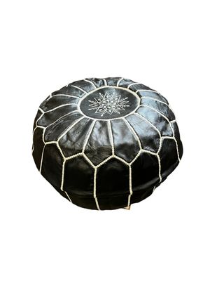 Ponoon Leather Pouf Ottoman