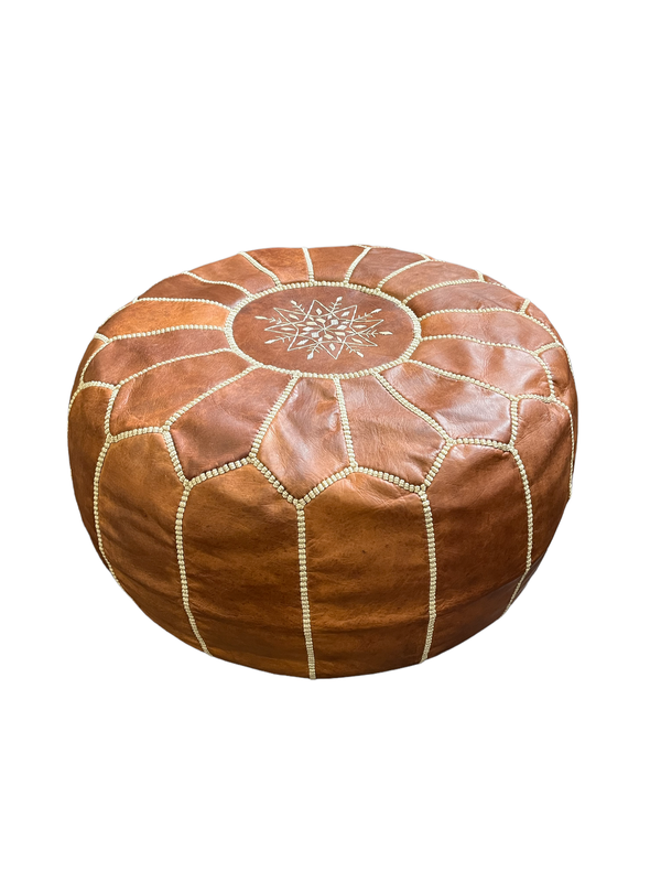 Ponoon Leather Pouf Ottoman