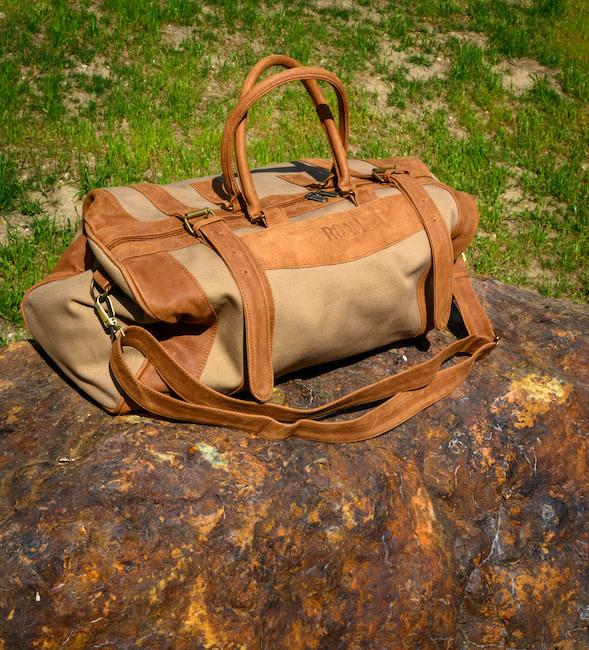 ROAM  Safari Leather and Canvas Duffel Bag